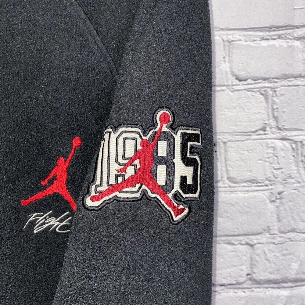 Nike Air Jordan Jumpman Leather Wool Jacket Letterman Varsity Black Red XXL